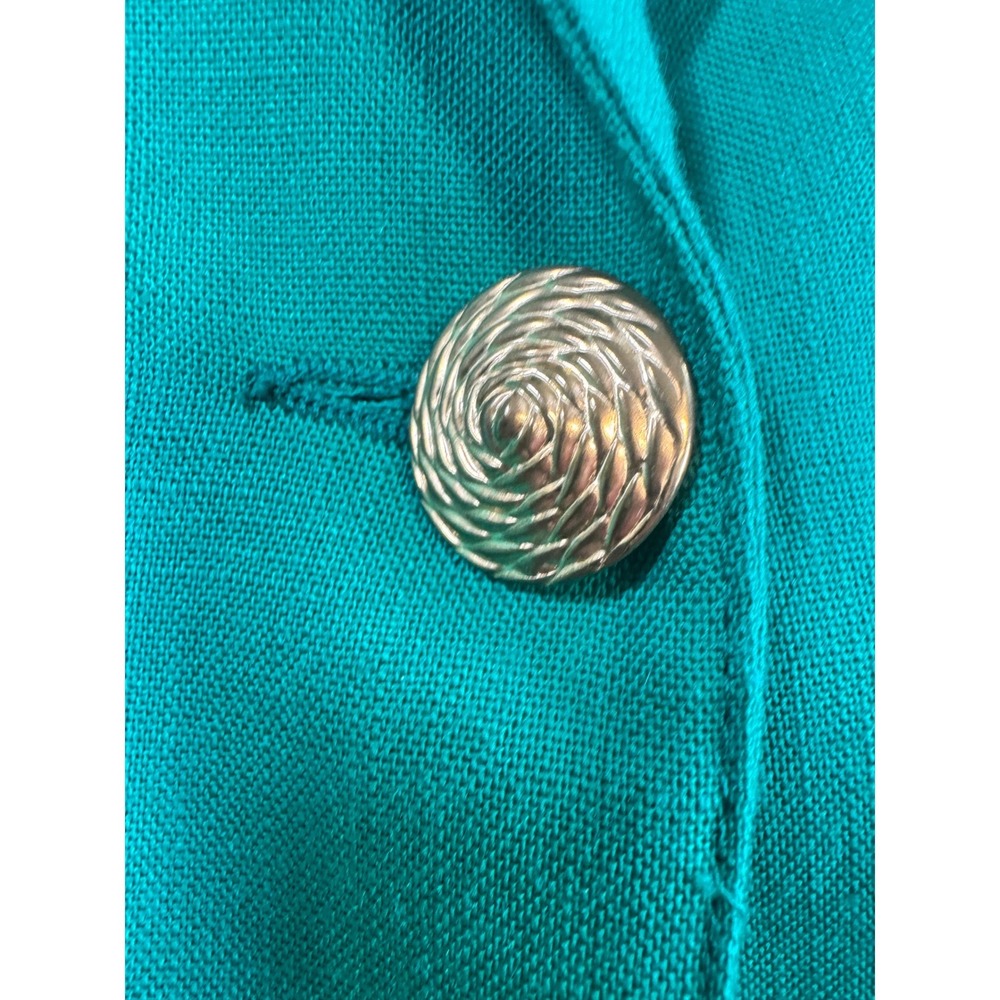 Vintage Alfred Dunner Green Blazer Women Size 14 Gold Button 80s 90s Jacket - Picture 3 of 9